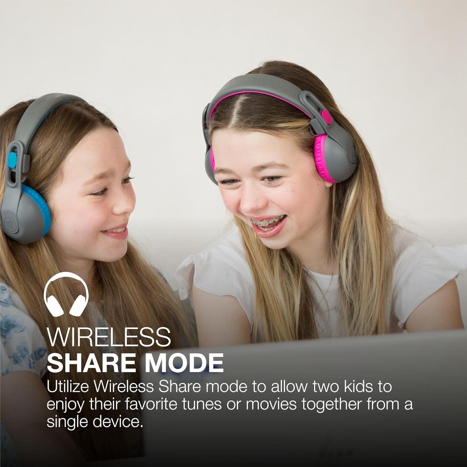 JLab JBuddies Studio 2 Kids Headphones Wireless - Bluetooth Headphones Kids for Boys & Girls, Volume Limited Childrens Earphones with Mic, 65+ Hr Playtime, Noise Isolation, Sharing & Wired Mode