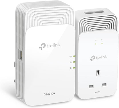 TP-Link Wireless G.hn2400 Powerline AX1800 Wi-Fi 6 Kit, Range Extender/Wi-Fi Booster/Hotspot, Extra Power Socket, 1+2Gigabit Ethernet Ports, Ideal for 8K HD and gaming, Plug and Play (PGW2440 KIT)