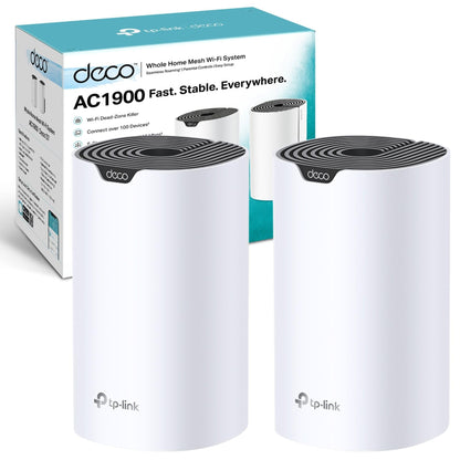 TP-Link Deco S7 AC1900 Whole Mesh Wi-Fi System, Dual-Band with Gigabit Ports, Coverage up to 3,900 ft2, Connect up to 150 devices, 1.2 GHz CPU, Work with Amazon Alexa, Parental Controls, Pack of 2