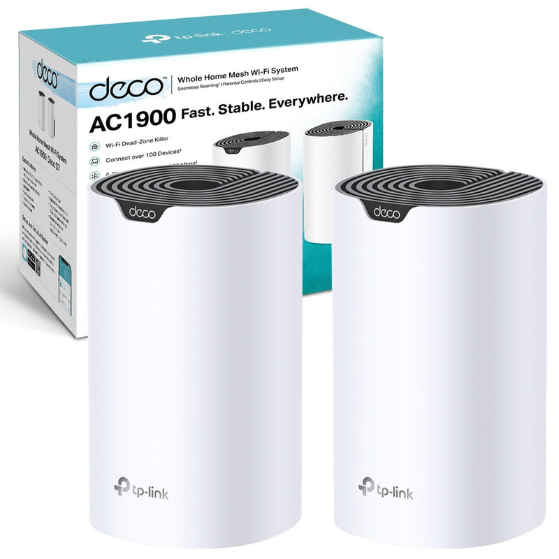TP-Link Deco S7 AC1900 Whole Mesh Wi-Fi System, Dual-Band with Gigabit Ports, Coverage up to 3,900 ft2, Connect up to 150 devices, 1.2 GHz CPU, Work with Amazon Alexa, Parental Controls, Pack of 2