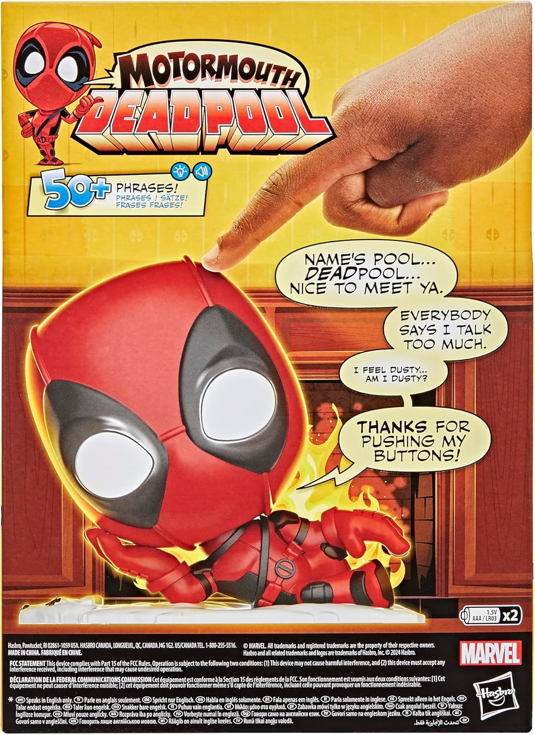 Marvel Motormouth Deadpool, 5-Inch (15cm) Electronic Talking Toy, Lights &Sounds, 50+ Phrases, Super Hero Toys, Ages 14+