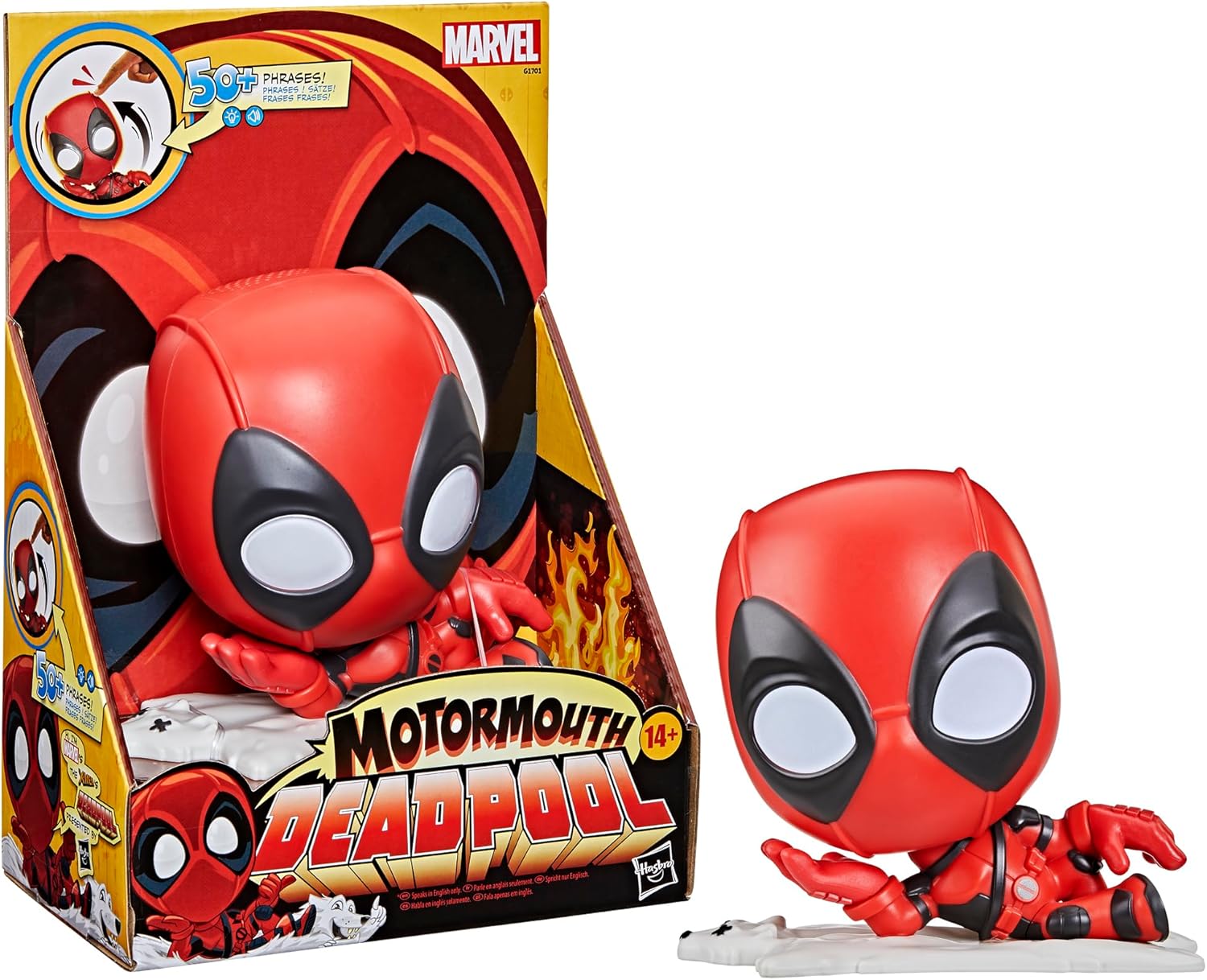 Marvel Motormouth Deadpool, 5-Inch (15cm) Electronic Talking Toy, Lights &Sounds, 50+ Phrases, Super Hero Toys, Ages 14+