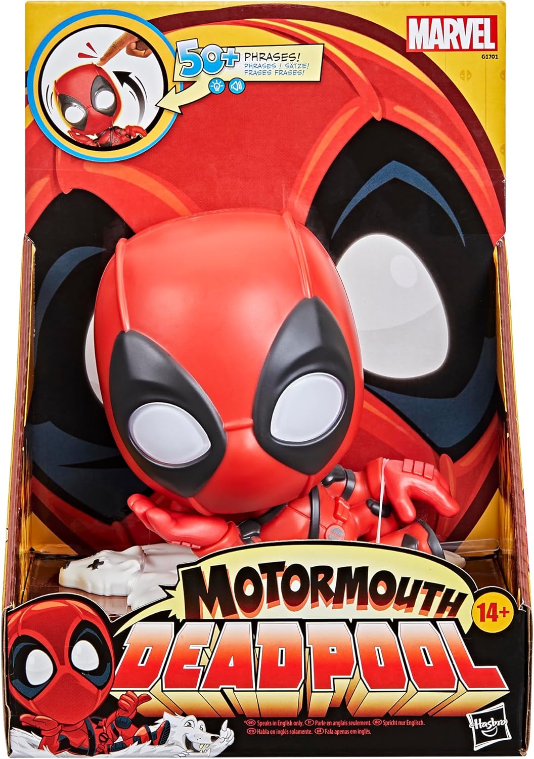 Marvel Motormouth Deadpool, 5-Inch (15cm) Electronic Talking Toy, Lights &Sounds, 50+ Phrases, Super Hero Toys, Ages 14+