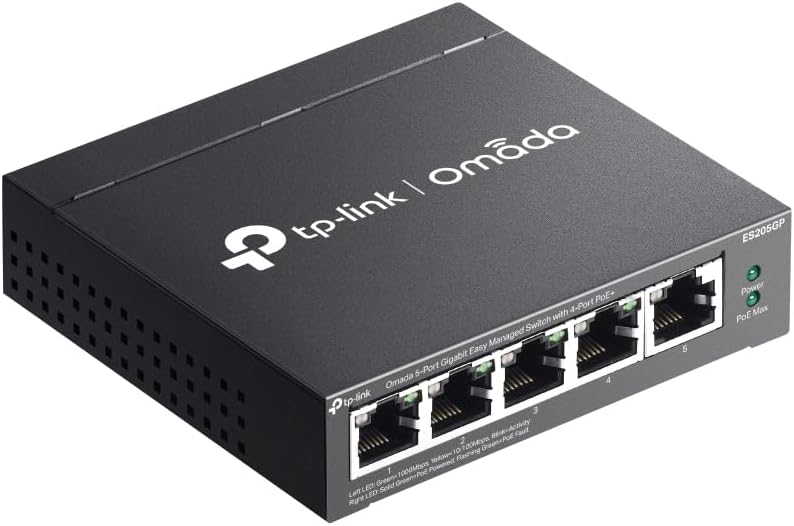 Omada 5-Port Gigabit Managed Network Switch, 4-Port PoE+, Cloud-Based SDN Controller, Remote Management