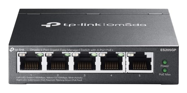 Omada 5-Port Gigabit Managed Network Switch, 4-Port PoE+, Cloud-Based SDN Controller, Remote Management