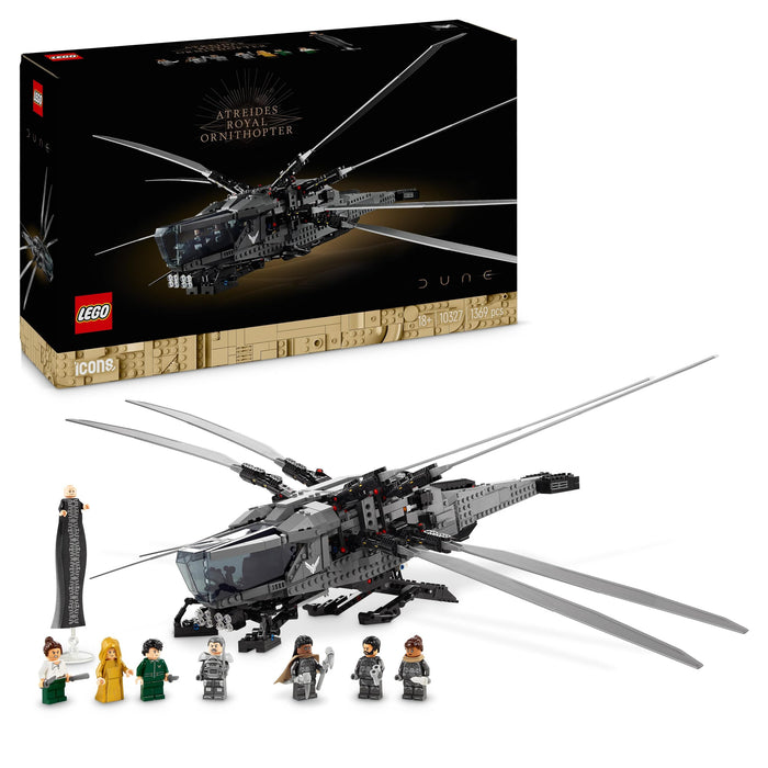LEGO 10327 Icons Dune Atreides Royal Ornithopter, Set zum Sammeln für Erwachsene, Film-Geschenk für Männer, Frauen und Fans, Modell-Flugzeug mit 8 Figuren, darunter Paul Atreides und Baron Harkonnen