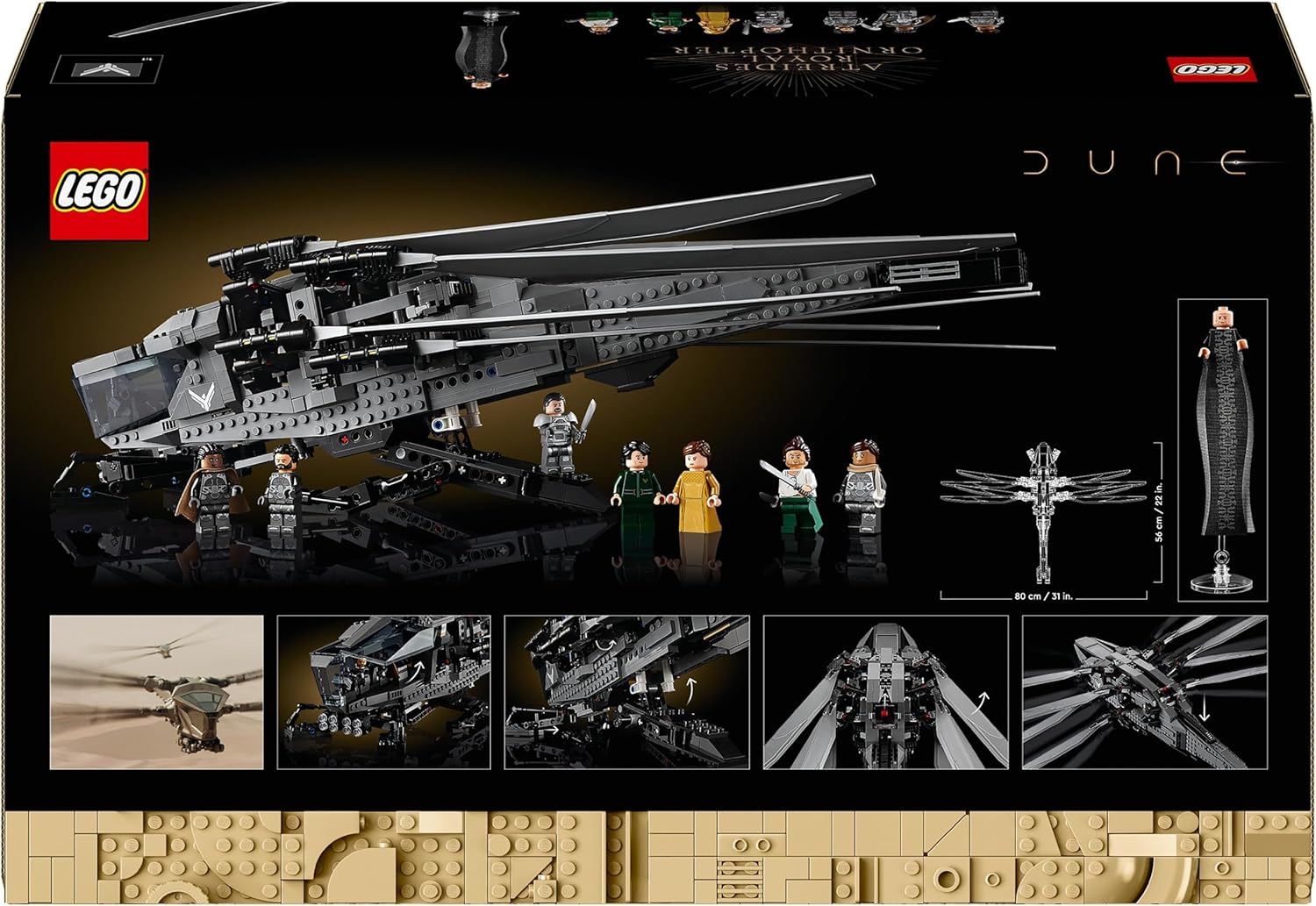 LEGO 10327 Icons Dune Atreides Royal Ornithopter, Model Kit for Adults to Build, Movie-Themed Aviation Gifts for Men, Women, Him, Her, Vehicle Set with 8 Minifigures Inc. Chani & Baron Harkonnen