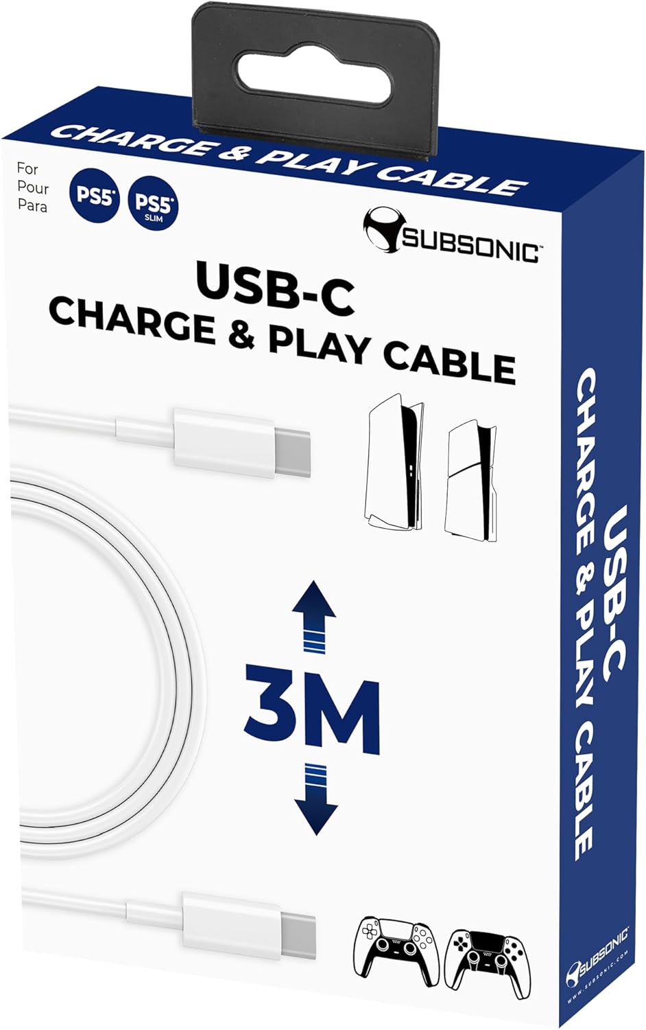 Subsonic Usb-C/Usb-C Charge & Play Cable - Ps5/Ps5 Slim 3M