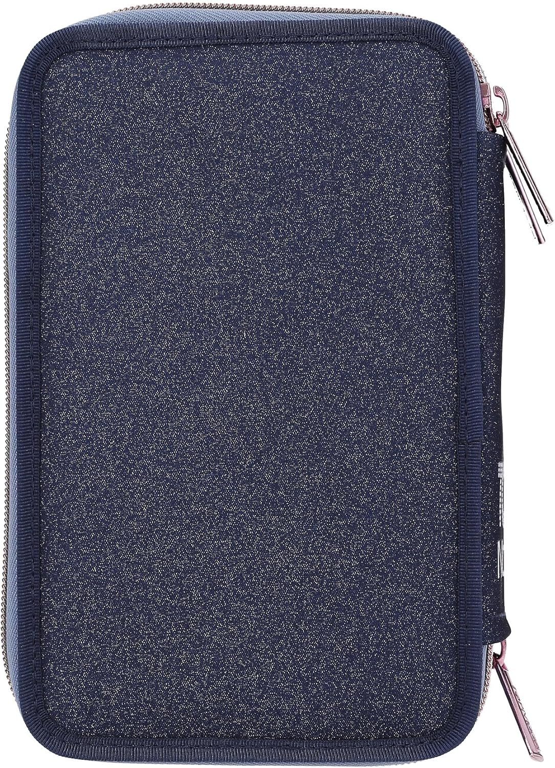 Depesche 13150 TOPModel LED Wolf - Filled 3-Compartment Pencil case in Dark Blue, with Model Motif and LED Lights, Pencil case with Colored Pencils, Ruler, Scissors and Much More.