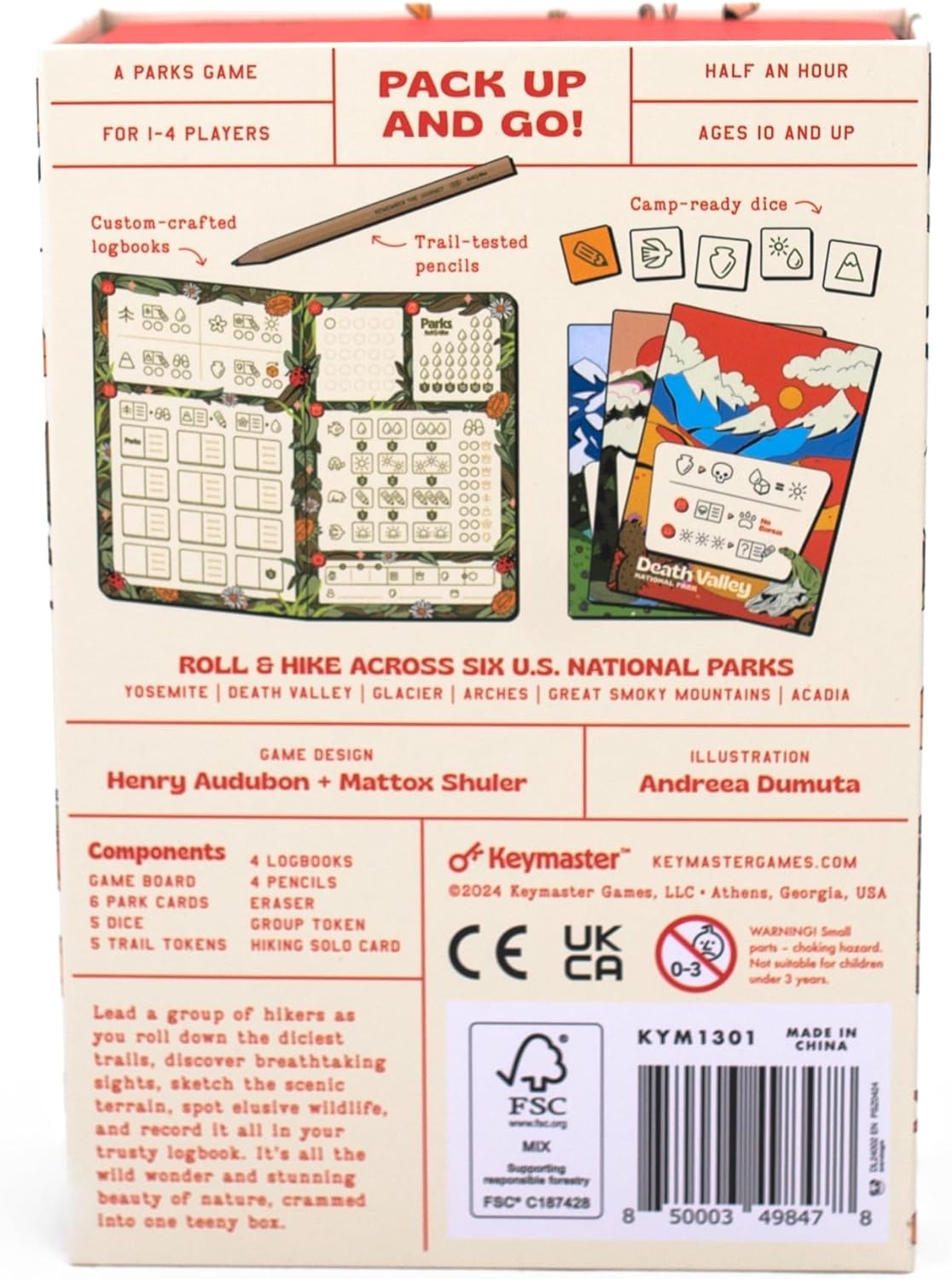 Keymaster Games Parks Roll & Hike | Strategic Dice Game | Explore The Wild Wonder of The US National Parks on Game Night | Packable Travel Game for Kids, Adults, and Families | 1-4 Players | Ages 10+