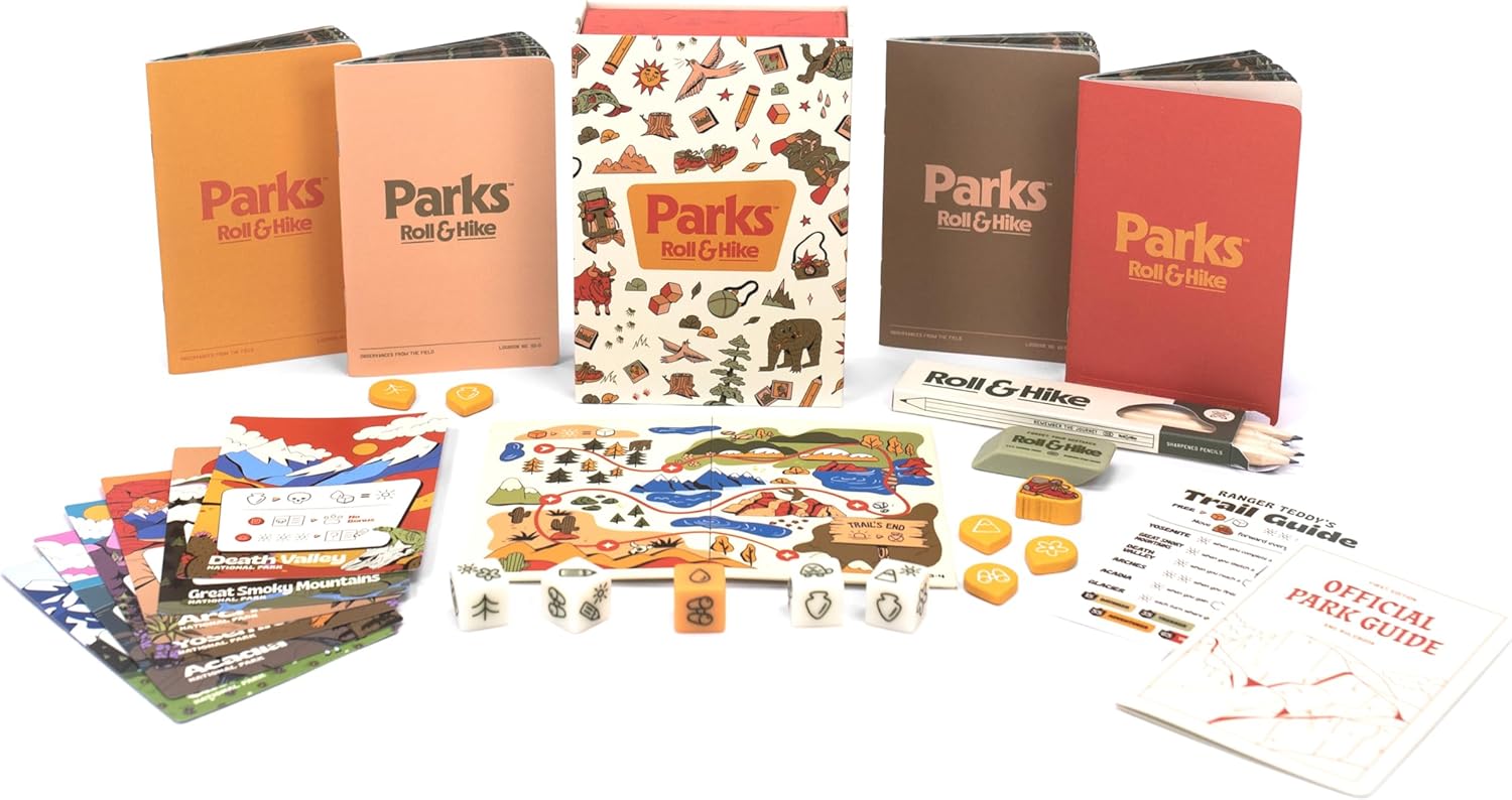 Keymaster Games Parks Roll & Hike | Strategic Dice Game | Explore The Wild Wonder of The US National Parks on Game Night | Packable Travel Game for Kids, Adults, and Families | 1-4 Players | Ages 10+