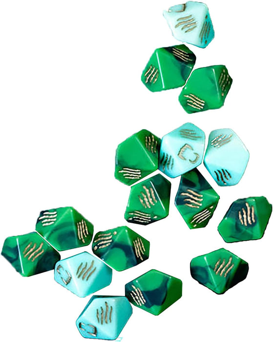 Werewolf: The Apocalypse 5th Edition Roleplaying Game Luna’s Fury Limited Dice & Tray Accessory Pack - 17 Green RPG Dice Set, 5 Cards & Folding Tray