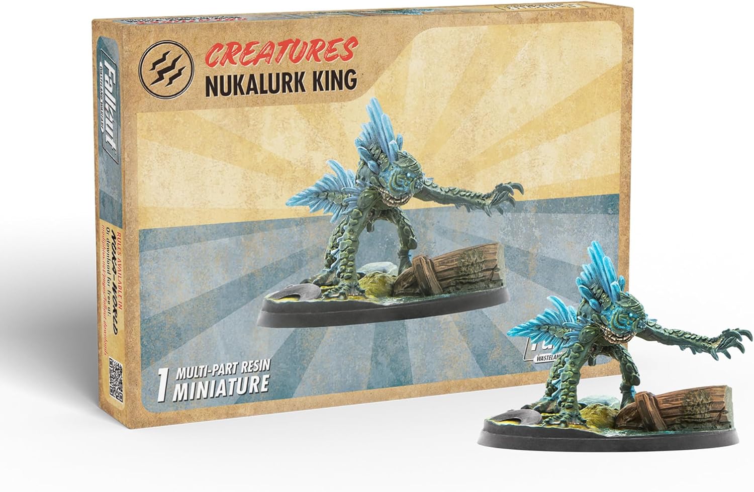 Fallout: Wasteland Warfare Creatures - Nukalurk King - RPG Unpainted Resin Figure, 32mm Miniature W/ 50mm Scenic Base, Nuka World