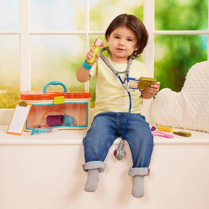 B. toys - Wee MD - Kit de médecin-Jouet - Jeu de Docteur - Jeu d'éveil pour Tout-Petits et Enfants - Stéthoscope, Thermomètre, Bip et Autres - 18 Mois et +
