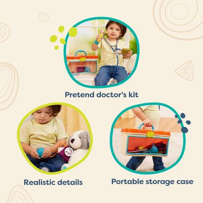 B. toys - Wee MD - Kit de médecin-Jouet - Jeu de Docteur - Jeu d'éveil pour Tout-Petits et Enfants - Stéthoscope, Thermomètre, Bip et Autres - 18 Mois et +