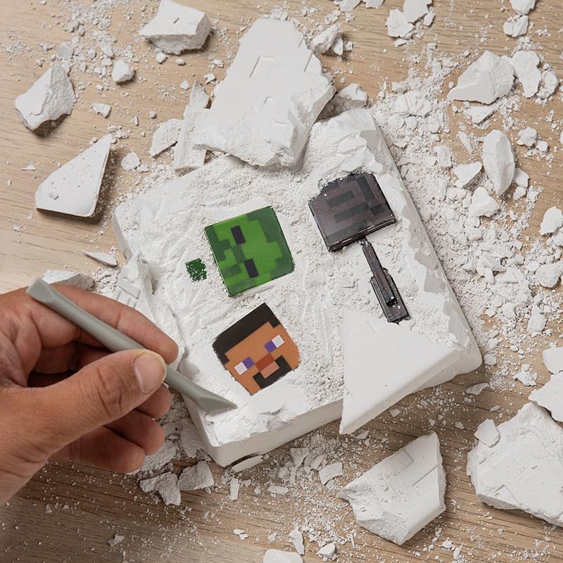 Minecraft Official Licensed Excavation Kit for Kids, Gamer Decor and Gift for Boys and Girls, 3 Iconic Gaming Characters Included, Interactive Dig Toy | Paladone