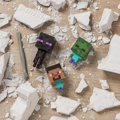 Minecraft Official Licensed Excavation Kit for Kids, Gamer Decor and Gift for Boys and Girls, 3 Iconic Gaming Characters Included, Interactive Dig Toy | Paladone