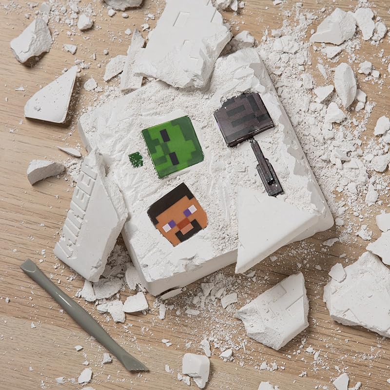 Minecraft Official Licensed Excavation Kit for Kids, Gamer Decor and Gift for Boys and Girls, 3 Iconic Gaming Characters Included, Interactive Dig Toy | Paladone
