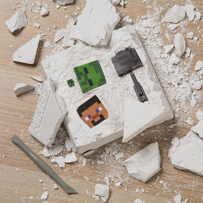 Minecraft Official Licensed Excavation Kit for Kids, Gamer Decor and Gift for Boys and Girls, 3 Iconic Gaming Characters Included, Interactive Dig Toy | Paladone