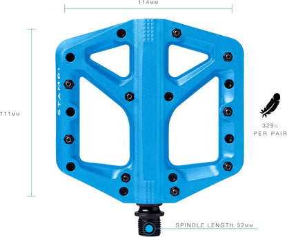 Crankbrothers Stamp Flat BMX/MTB Bike Pedal - Platform Bicycle Pedal, Minimal Profile, Adjustable Grip Stamp 1 Blue L