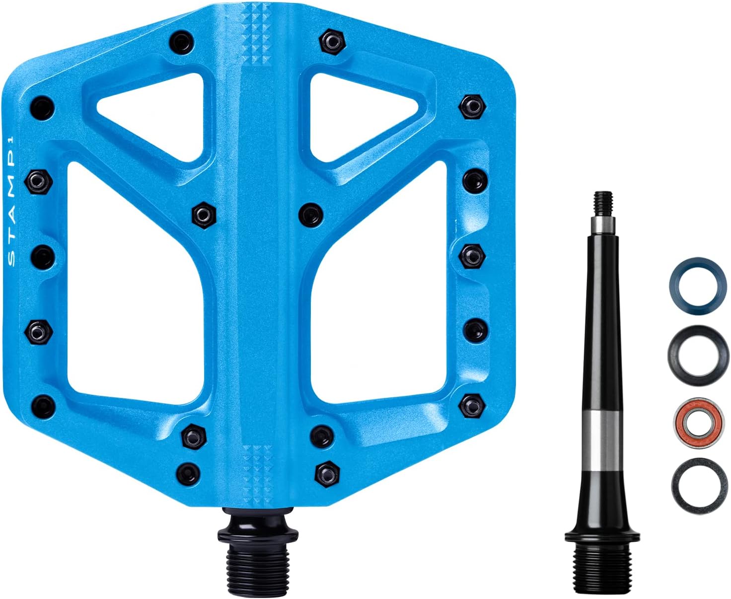 Crankbrothers Stamp Flat BMX/MTB Bike Pedal - Platform Bicycle Pedal, Minimal Profile, Adjustable Grip Stamp 1 Blue L
