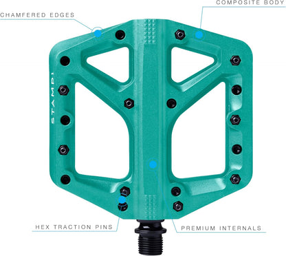 Crankbrothers Stamp Flat BMX/MTB Bike Pedal - Platform Bicycle Pedal, Minimal Profile, Adjustable Grip Stamp 1 Turquoise L