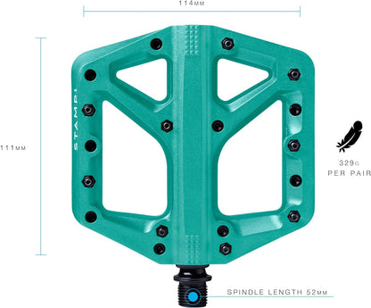 Crankbrothers Stamp Flat BMX/MTB Bike Pedal - Platform Bicycle Pedal, Minimal Profile, Adjustable Grip Stamp 1 Turquoise L