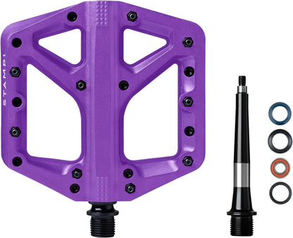 Crankbrothers Stamp Flat BMX/MTB Bike Pedal - Platform Bicycle Pedal, Minimal Profile, Adjustable Grip Stamp 1 Purple L