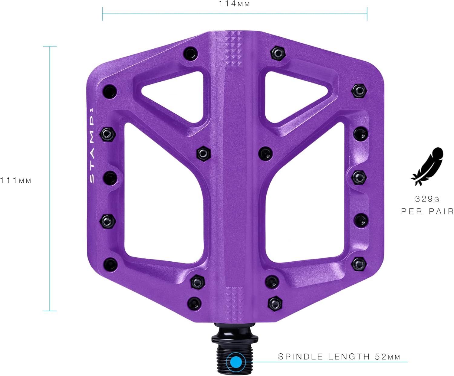 Crankbrothers Stamp Flat BMX/MTB Bike Pedal - Platform Bicycle Pedal, Minimal Profile, Adjustable Grip Stamp 1 Purple L