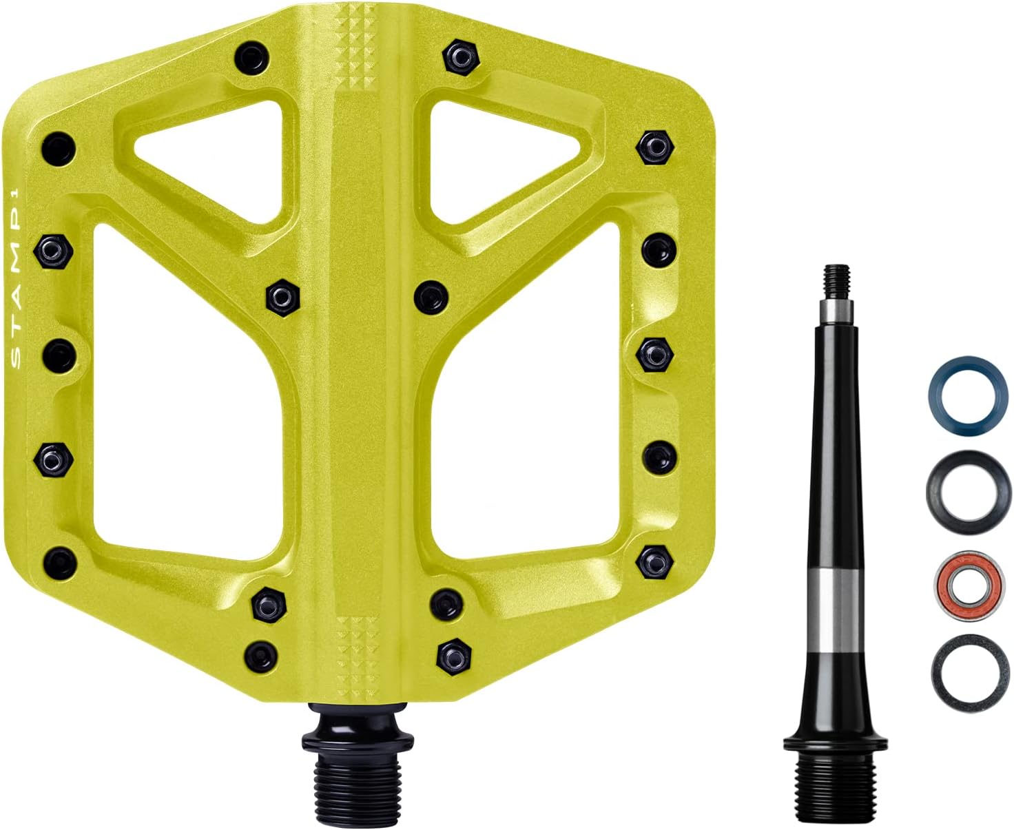 Crankbrothers Stamp Flat BMX/MTB Bike Pedal - Platform Bicycle Pedal, Minimal Profile, Adjustable Grip Stamp 1 Yellow L