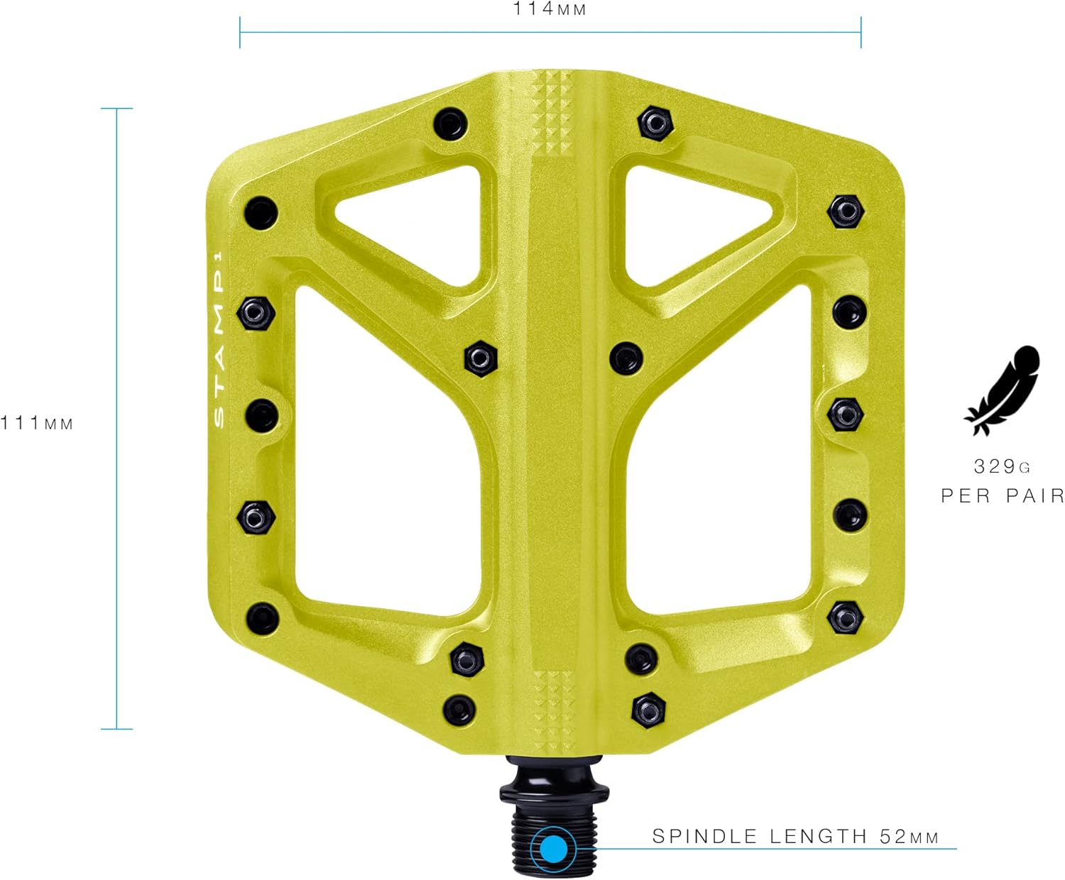 Crankbrothers Stamp Flat BMX/MTB Bike Pedal - Platform Bicycle Pedal, Minimal Profile, Adjustable Grip Stamp 1 Yellow L