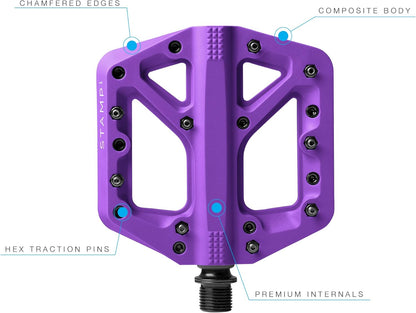 Crankbrothers Stamp Flat BMX/MTB Bike Pedal - Platform Bicycle Pedal, Minimal Profile, Adjustable Grip Stamp 1 Purple S