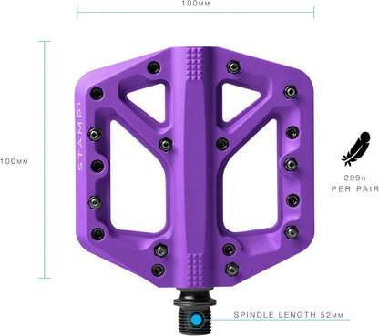 Crankbrothers Stamp Flat BMX/MTB Bike Pedal - Platform Bicycle Pedal, Minimal Profile, Adjustable Grip Stamp 1 Purple S