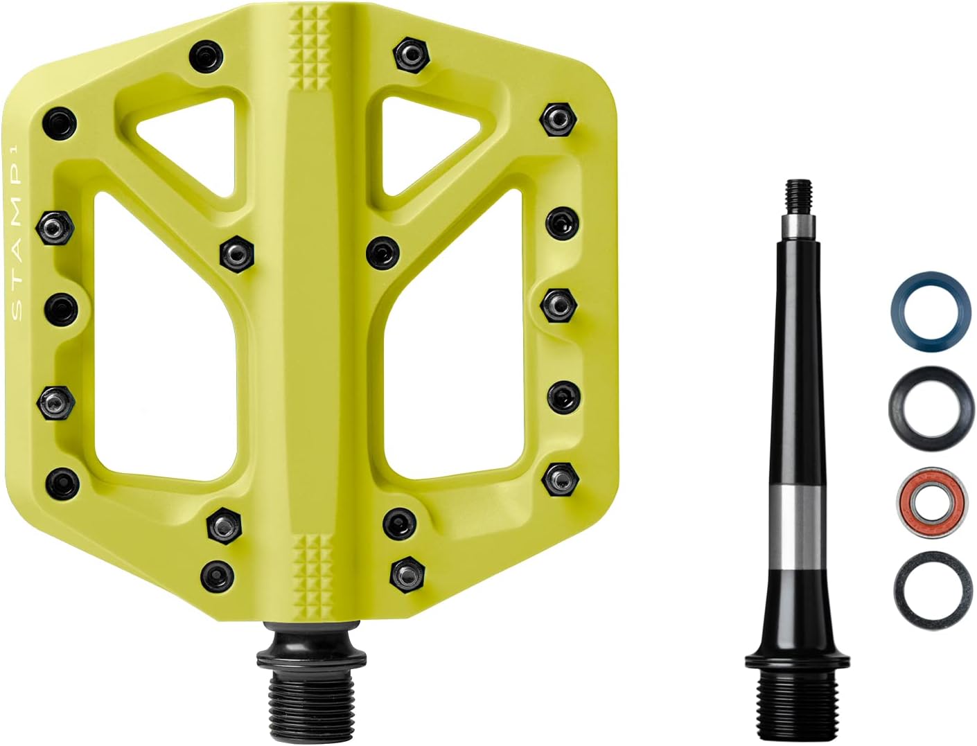 Crankbrothers Stamp Flat BMX-/MTB-Fahrradpedal, Plattform-Pedal, minimales Profil, Verstellbarer Grip Stempel 1 Gelb S