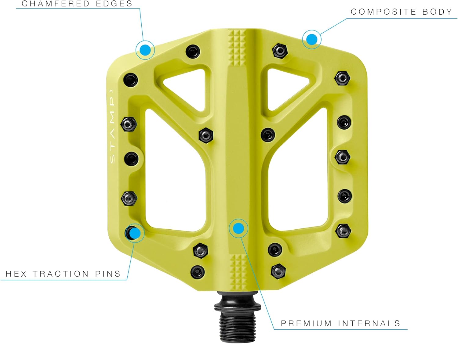 Crankbrothers Stamp Flat BMX-/MTB-Fahrradpedal, Plattform-Pedal, minimales Profil, Verstellbarer Grip Stempel 1 Gelb S