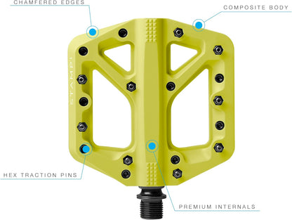 Crankbrothers Stamp Flat BMX-/MTB-Fahrradpedal, Plattform-Pedal, minimales Profil, Verstellbarer Grip Stempel 1 Gelb S