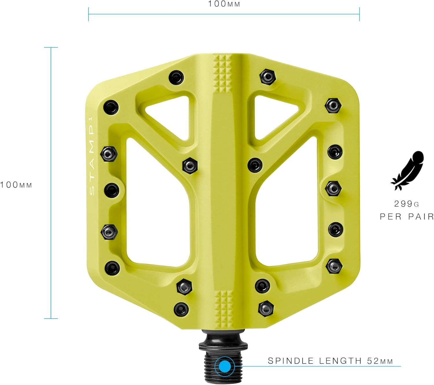 Crankbrothers Stamp Flat BMX-/MTB-Fahrradpedal, Plattform-Pedal, minimales Profil, Verstellbarer Grip Stempel 1 Gelb S