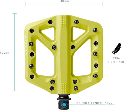 Crankbrothers Stamp Flat BMX-/MTB-Fahrradpedal, Plattform-Pedal, minimales Profil, Verstellbarer Grip Stempel 1 Gelb S