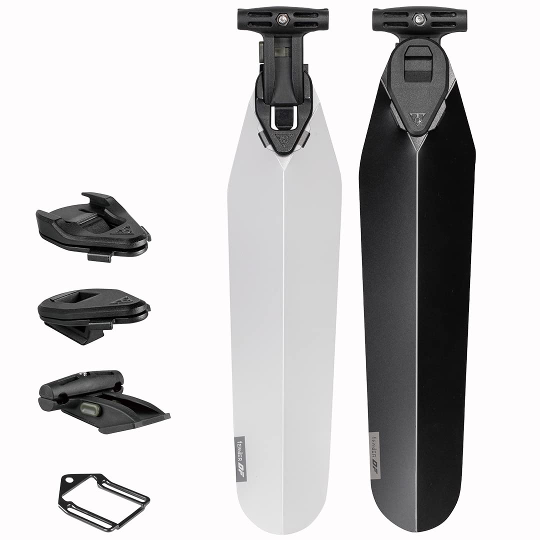 Topeak Flashfender Bicycle Rear Mudguards Twin Pack with DuoFixer Bracket, 1 x Black, 1 x Transparent