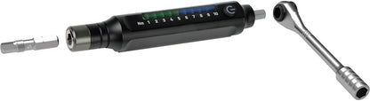 Topeak E-Torqbar 1-10Nm, A lightweight portable digital torque wrench with LED indicators includes Hex & Torx Bits, Black