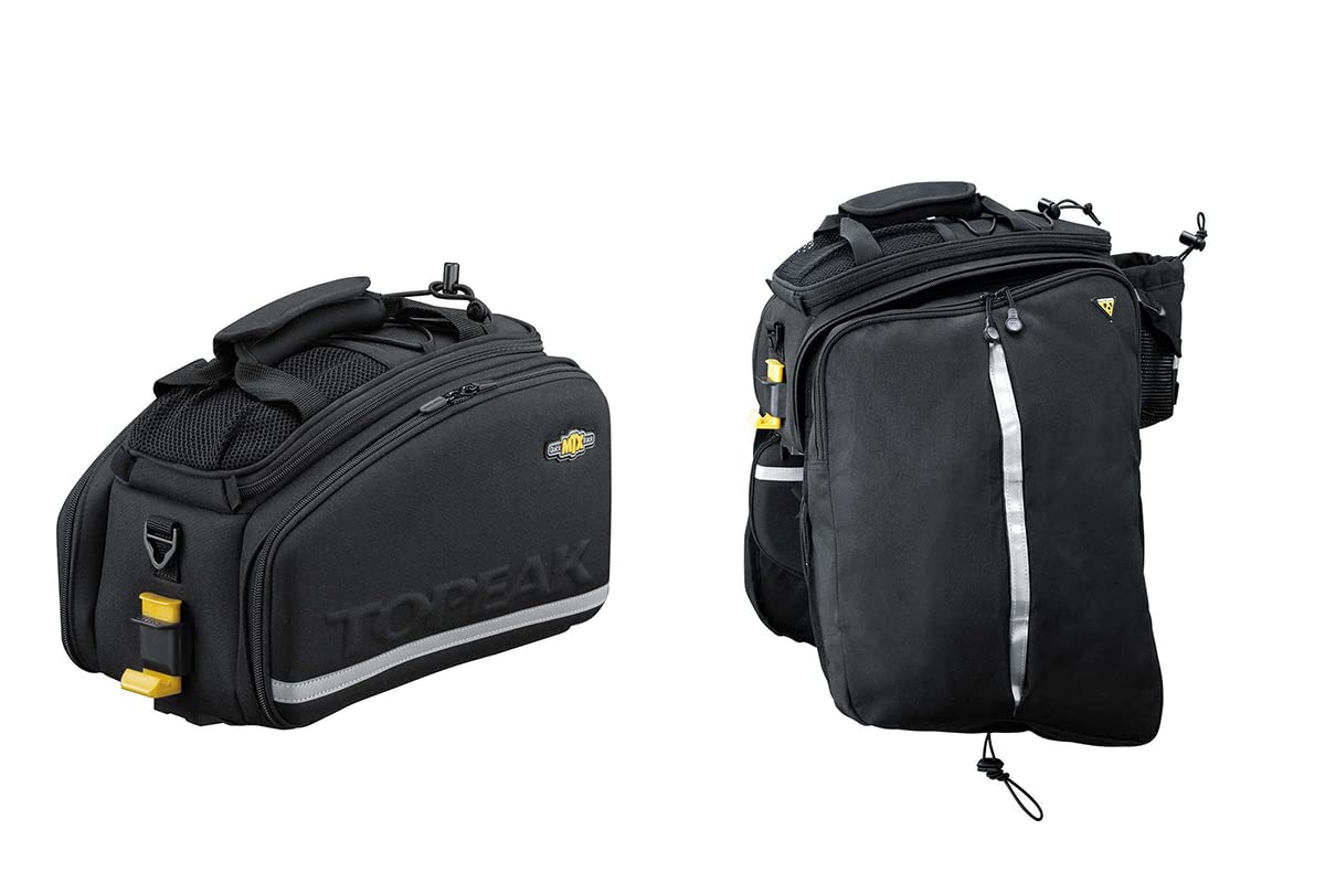 Topeak MTX 2.0 TrunkBag EXP Water Resistant Cycle Trunk Bag with Expandable Pannier Sides, Compatible with All MTX QuickTrack 2.0 Racks, Black