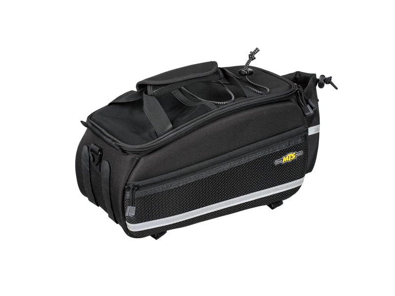 Topeak MTS TrunkBag EX 2.0 Water Resistant Cycle Trunk Bag with expandable pannier sides, attaches to a rack with straps, Black