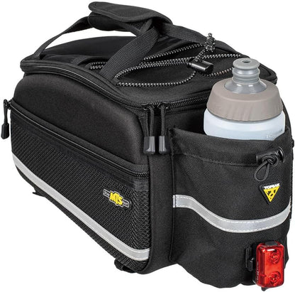 Topeak MTS TrunkBag EX 2.0 Water Resistant Cycle Trunk Bag with expandable pannier sides, attaches to a rack with straps, Black