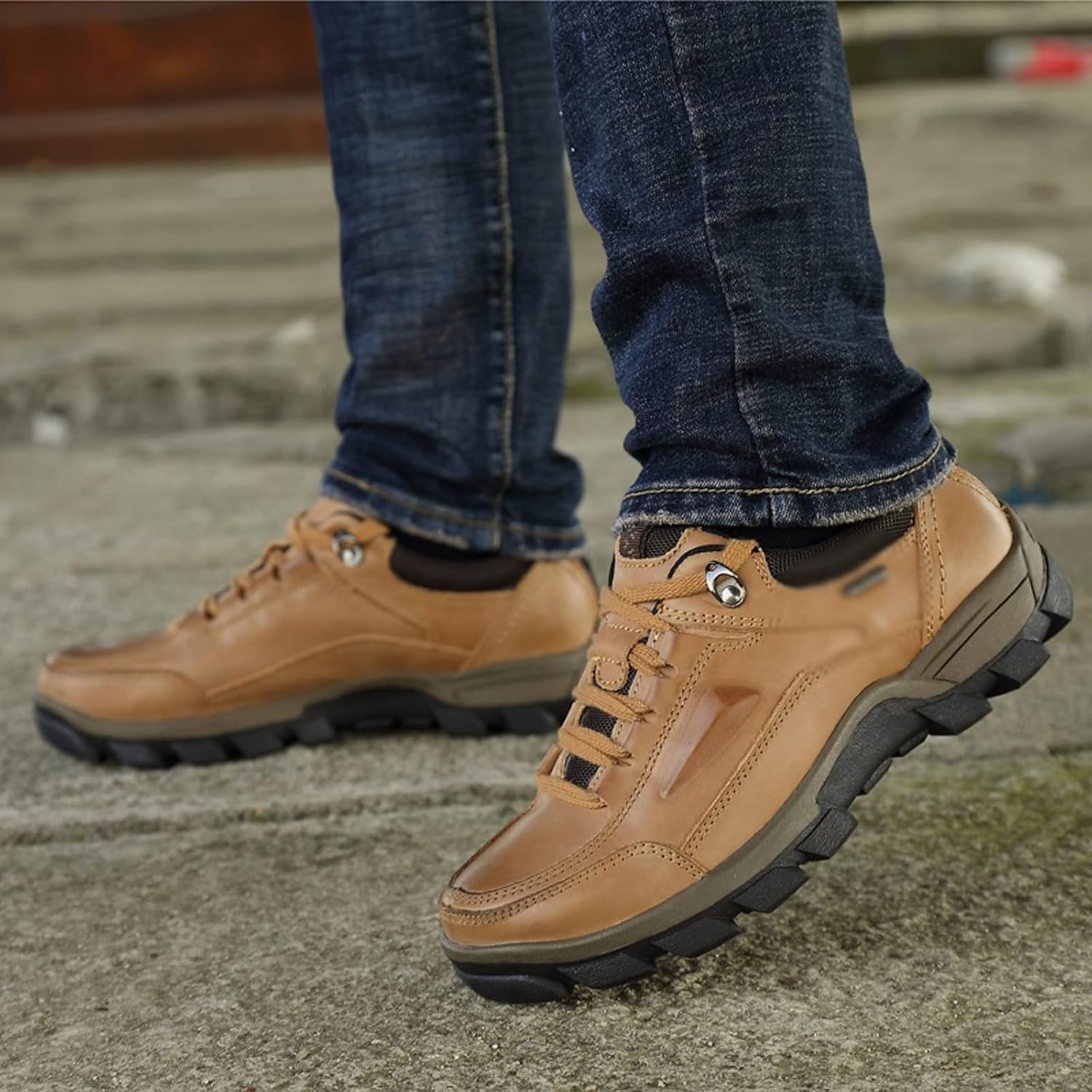 Wanmxinein Sneakers für Herren, bequemer Leder-Wanderschuh, Sportschuhe für Herren, Sneaker, Schuhe, atmungsaktiv