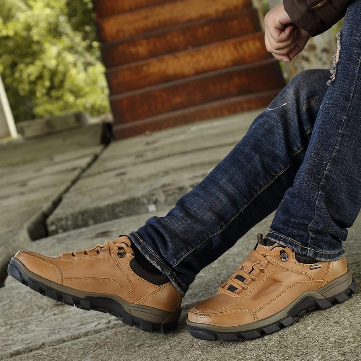 Wanmxinein Sneakers für Herren, bequemer Leder-Wanderschuh, Sportschuhe für Herren, Sneaker, Schuhe, atmungsaktiv