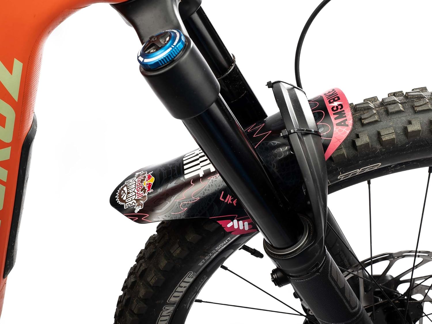 All Mountain Style AMS Bicycle Front Mudguard - Fits 26" / 27.5" / 29" Red Bull Ram