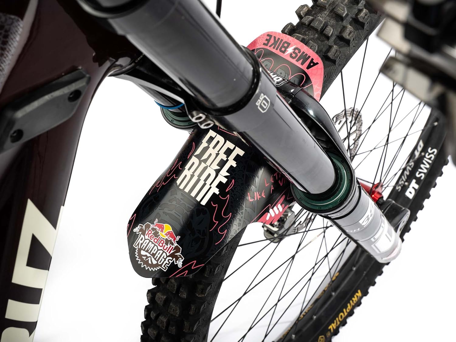 All Mountain Style AMS Bicycle Front Mudguard - Fits 26" / 27.5" / 29" Red Bull Ram