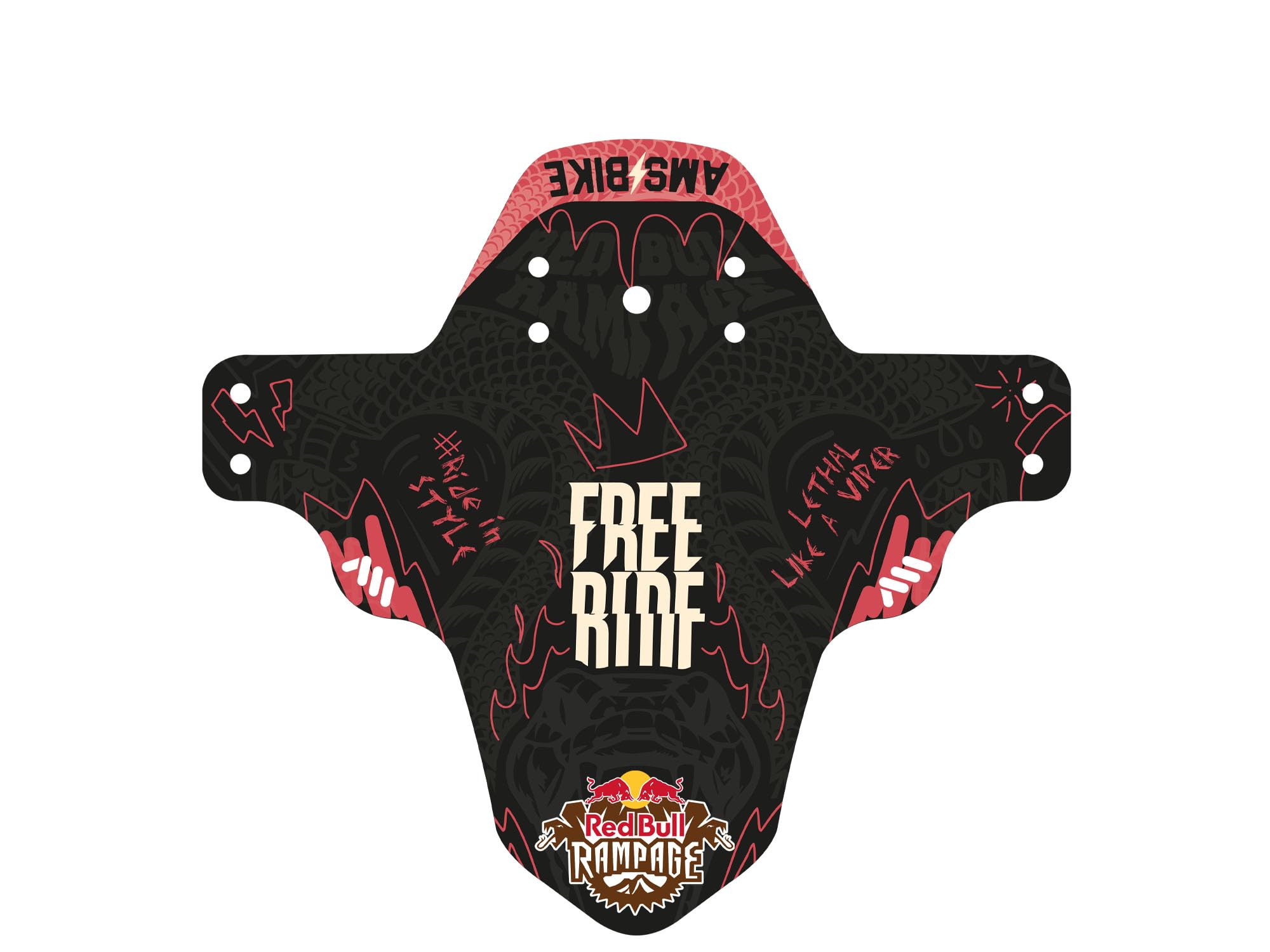 All Mountain Style AMS Bicycle Front Mudguard - Fits 26" / 27.5" / 29" Red Bull Ram