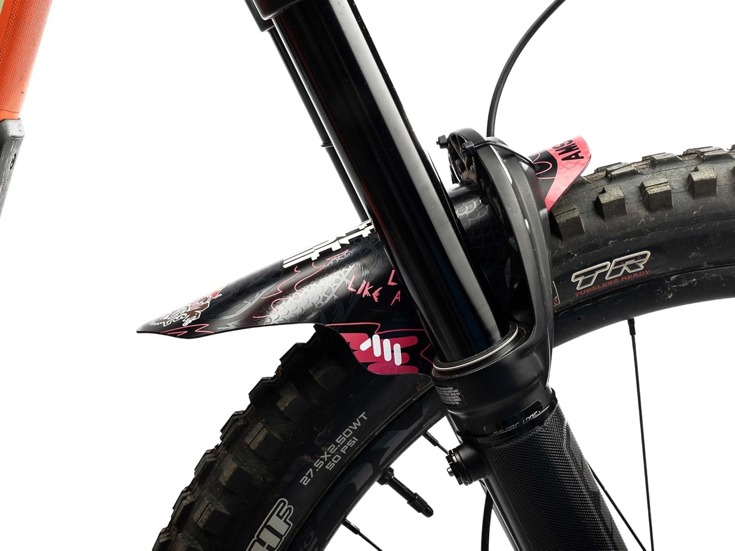 All Mountain Style AMS Bicycle Front Mudguard - Fits 26" / 27.5" / 29" Red Bull Ram