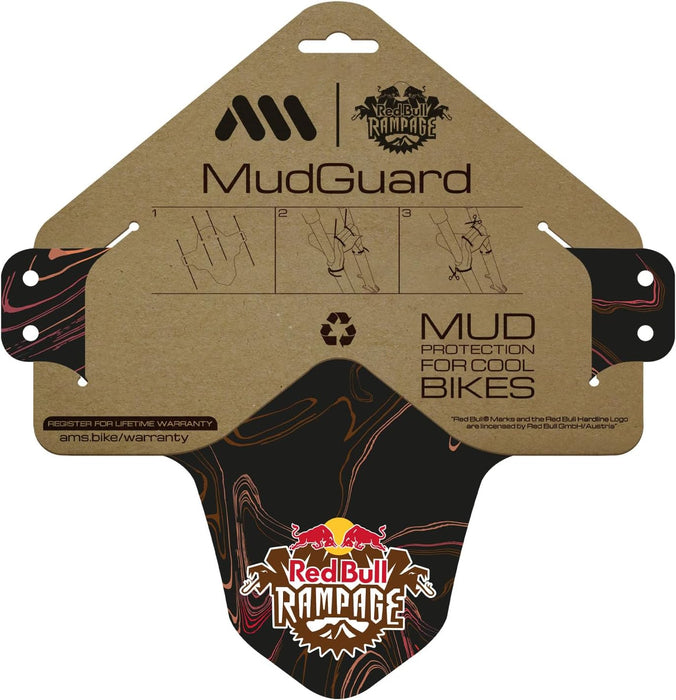 All Mountain Style AMS Bicycle Front Mudguard - Fits 26" / 27.5" / 29" Red Bull Ram